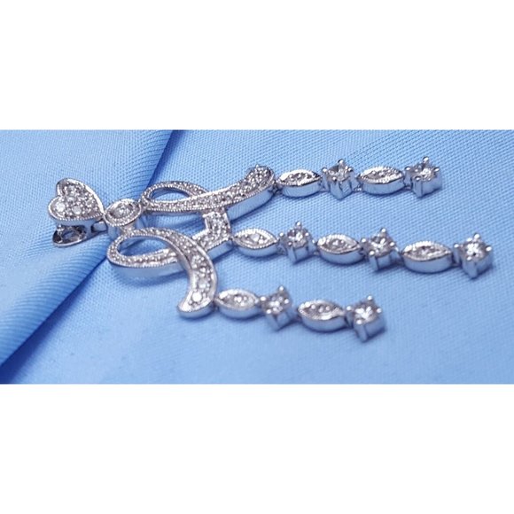 Beautiful 18K Karat Solid White Gold Drop Dangle Round Cut Diamond Charm Pendant - Picture 4 of 13